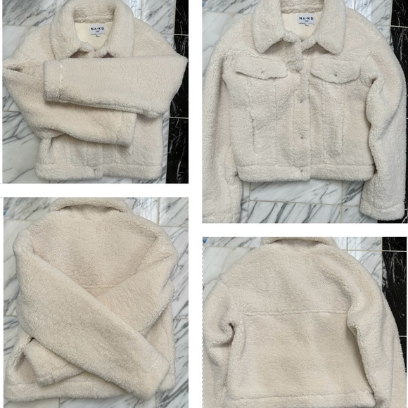 NA-KD BONDED TEDDY JACKET IN OFF WHITE, SOFT WARM AND COZY - Picture 16 of 16